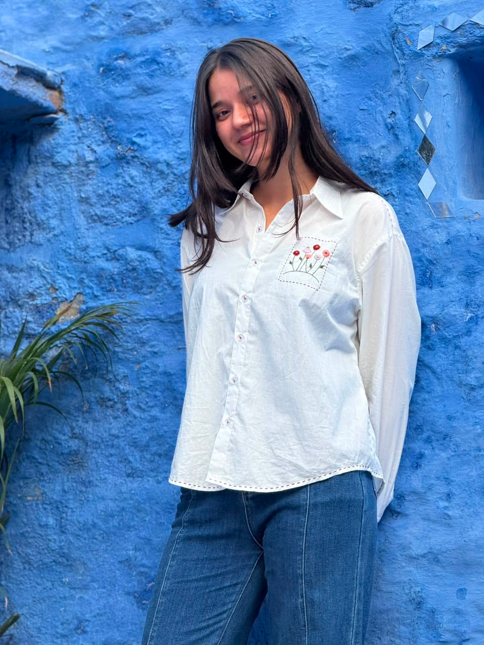 Jasmine – Hand Embroidered Shirt
